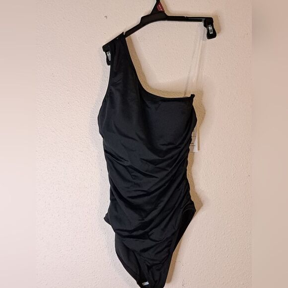 Black one shoulder one piece bathing suit size Small NWT - Picture 1 of 3